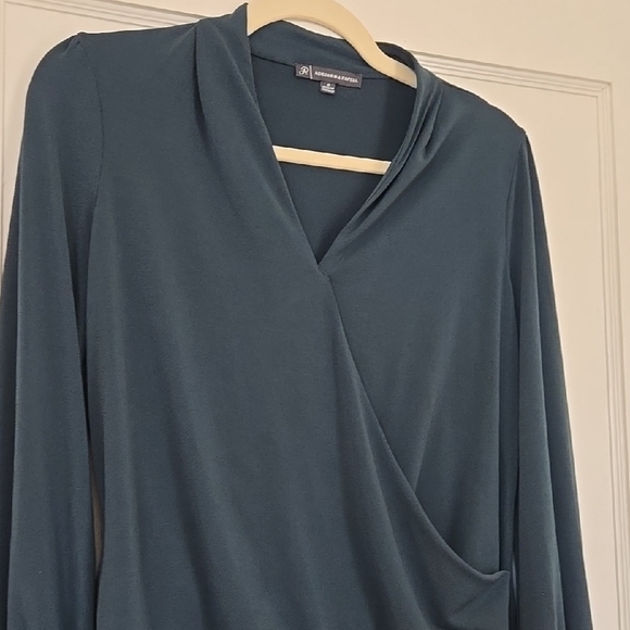 Adrianna Papell Green Faux Wrap Long Sleeve Blouse V-Neck Top Size S - Picture 4 of 14